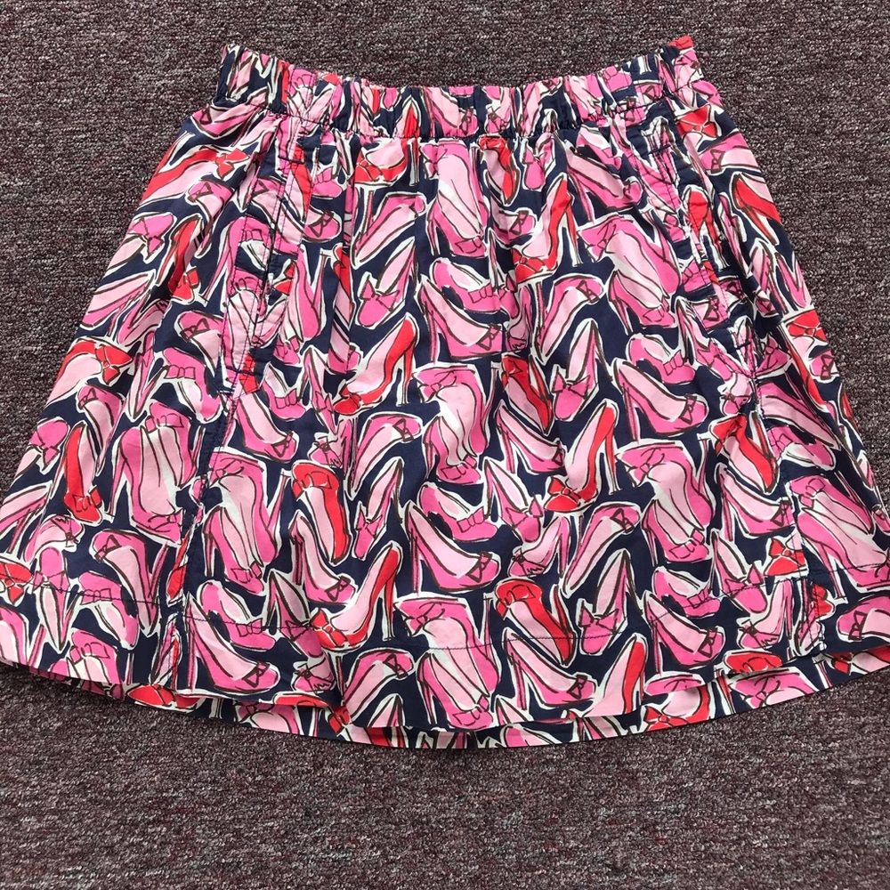 Lilly Pulitzer skirt with red and pink heels